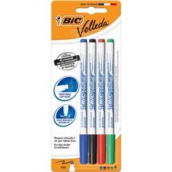 Bic Velleda Whiteboard Marker 1721 Thin Bullet 2.8mm Assorted Pack of 4