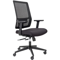 Buro Mantra High Back Office Chair With Arms And Seat Slide Mesh Back Fabric Seat Black