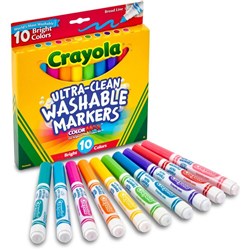 Crayola Ultra Clean Washable Broadline Marker Bright Assorted Pack of 10