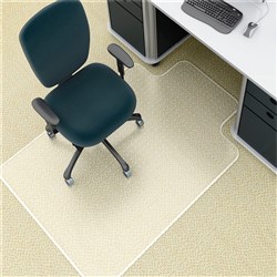 Marbig Deluxe Chair Mat Notched Based For Medium Pile Carpet 114 x 134cm Clear